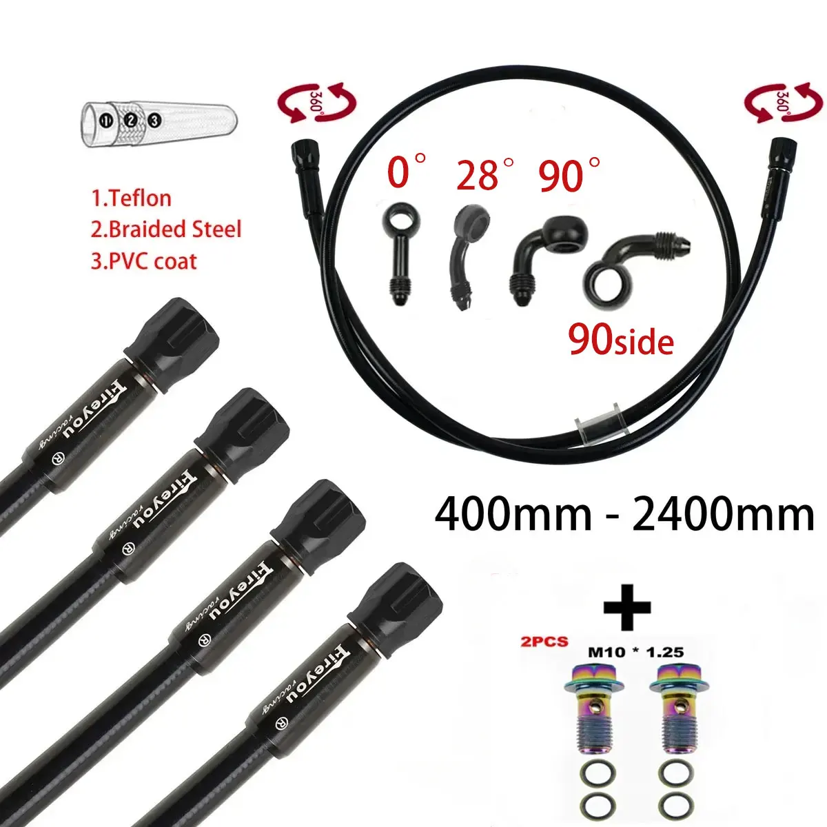 AN3 Braided Brake Hose Motorcy - Brake Line Motorcycle review and price